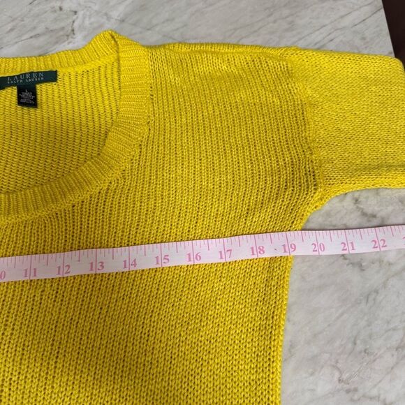 Lauren Ralph Lauren bright yellow loose knit sweater size L - Picture 5 of 6